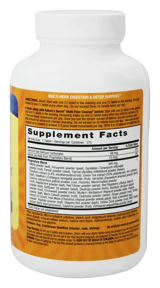 Suporte Multi-Herb Digestion e Detox - 275 Tablets Nature's Secret - Imagem 2