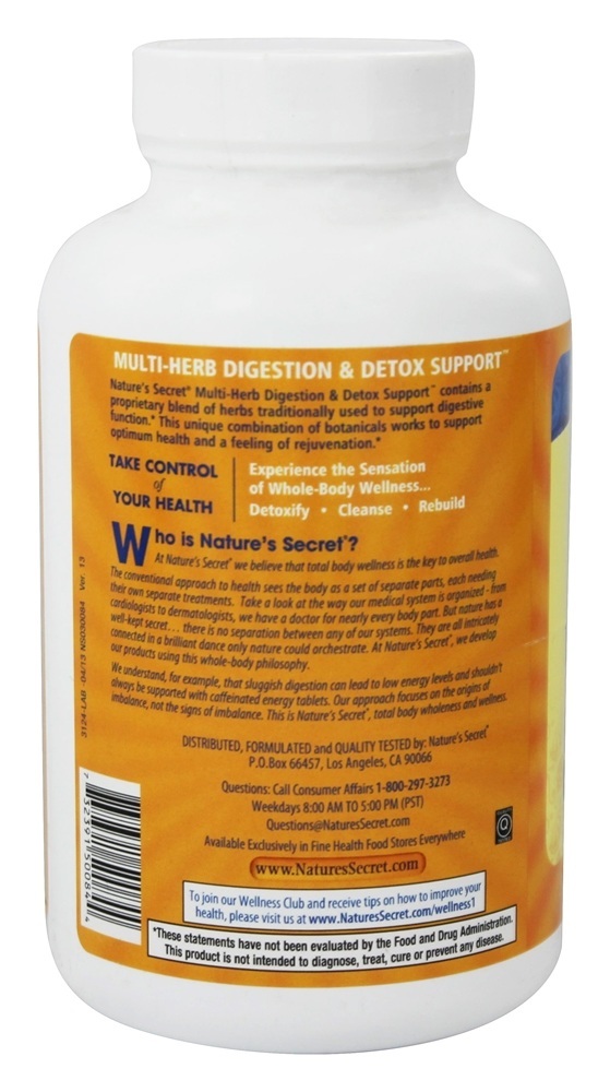 Suporte Multi-Herb Digestion e Detox - 275 Tablets Nature's Secret - Imagem 3