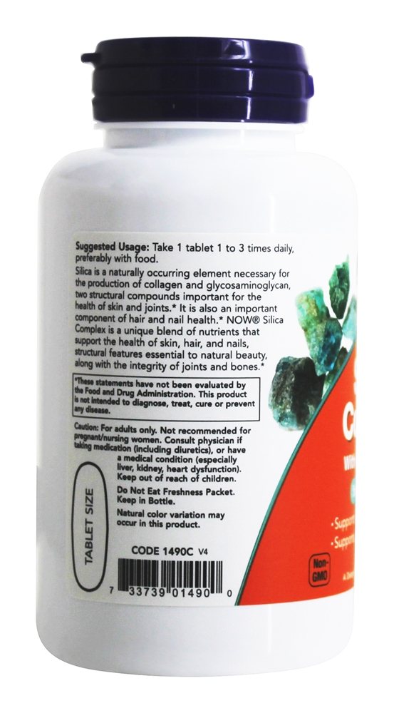 Complexo de Sílica Vegetariano 500 mg. - 90 Tablets NOW Foods - Imagem 3