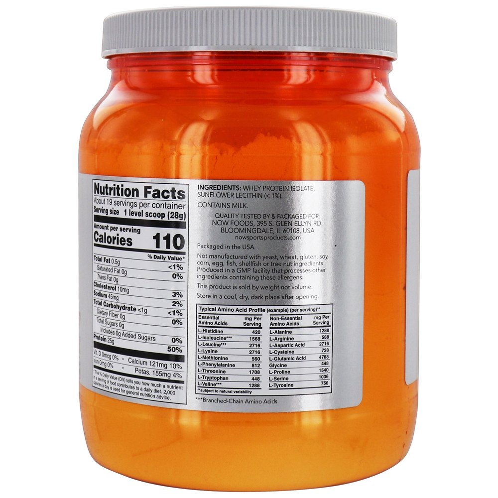 AGORA Sports Whey Protein Isolate Powder Sem sabor - 1.2 lbs. NOW Foods - Imagem 2