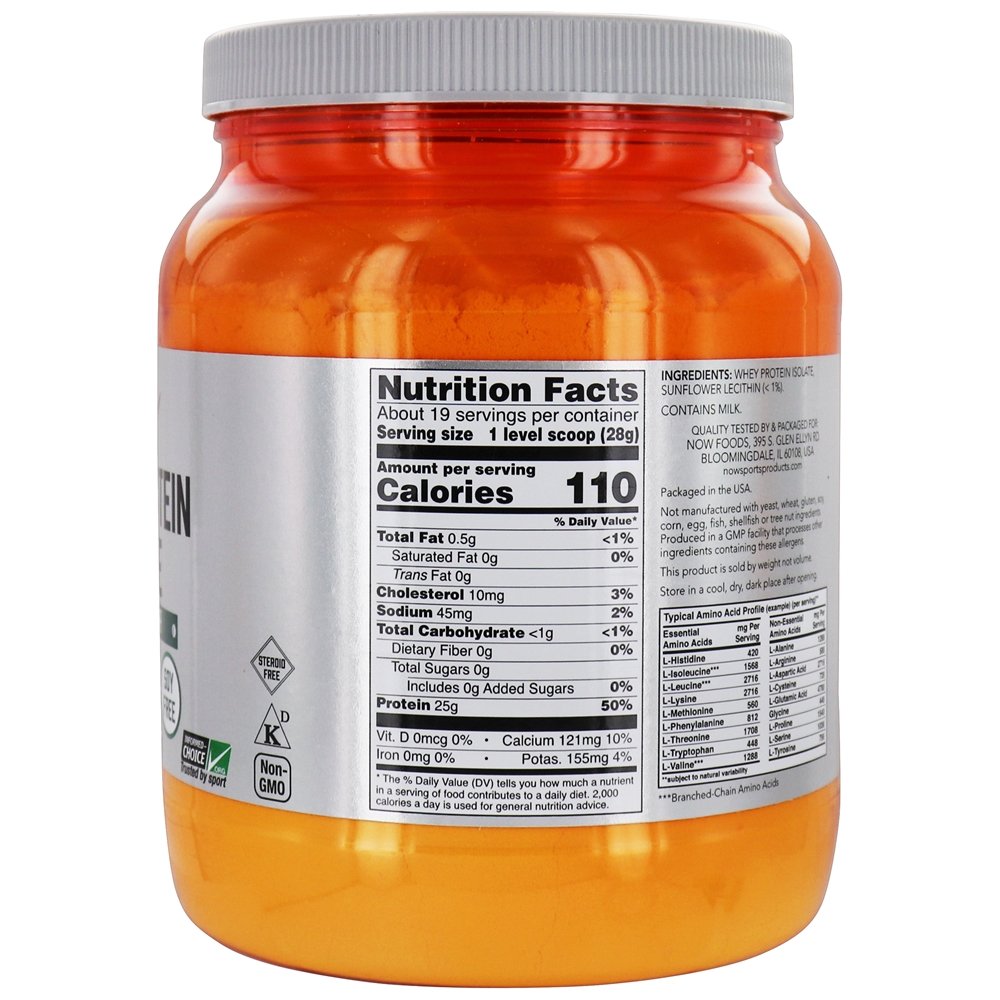 AGORA Sports Whey Protein Isolate Powder Sem sabor - 1.2 lbs. NOW Foods - Imagem 3
