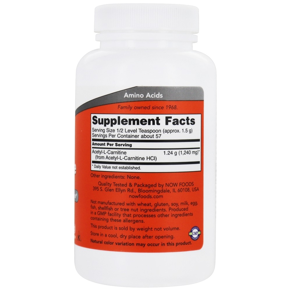 Acetil L-Carnitina Pure Pó - 3 oz. NOW Foods - Imagem 2