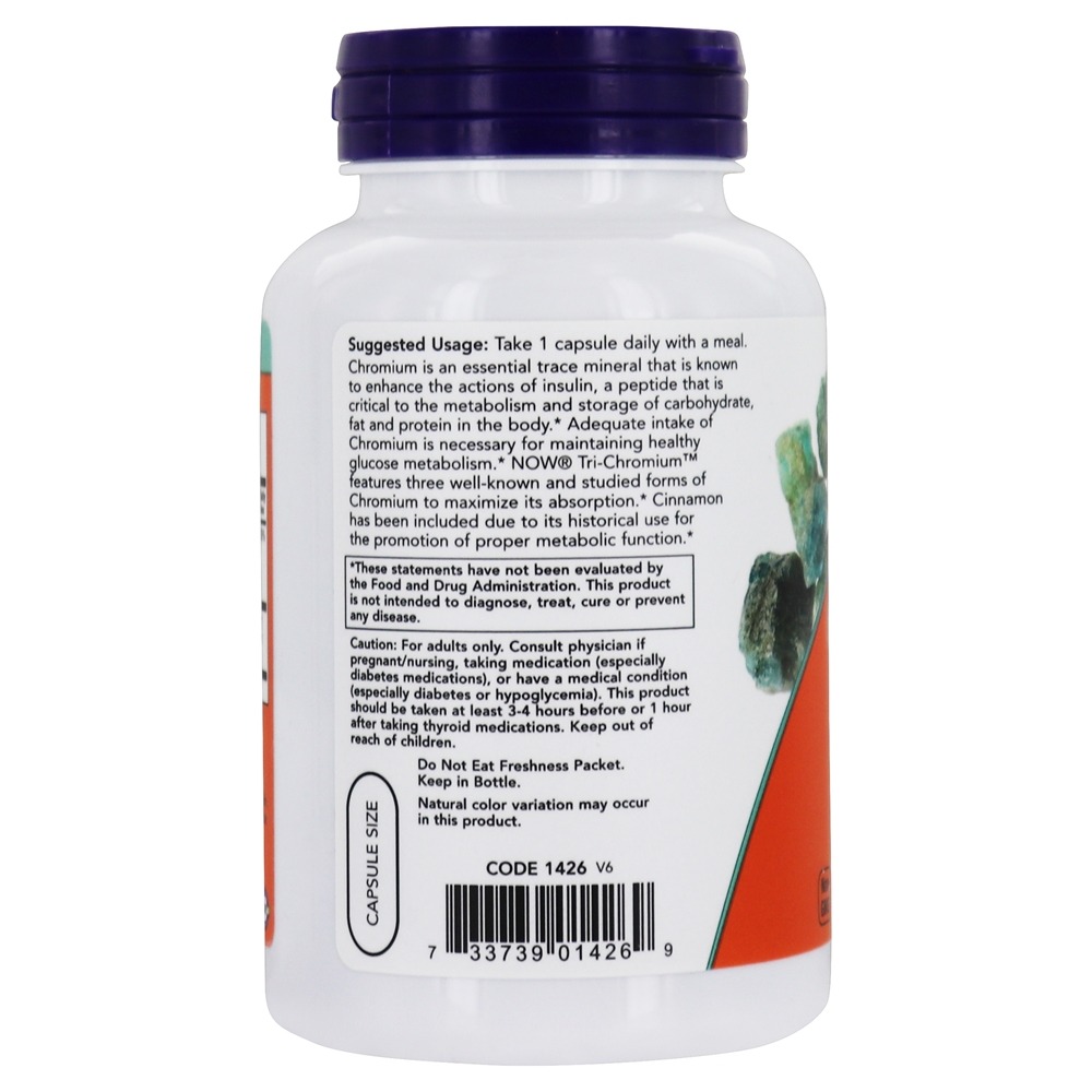 Tri-Crómio com Canela 500 mcg. - 180 Cápsula (s) vegetal (s) NOW Foods - Imagem 3