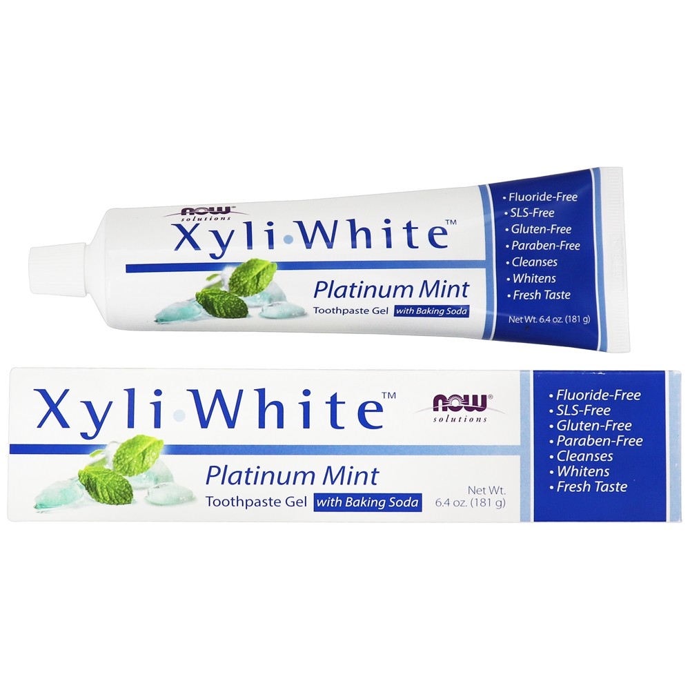 XyliWhite creme dental em gel com bicarbonato de sódio e hortelã - 6.4 oz. NOW Foods