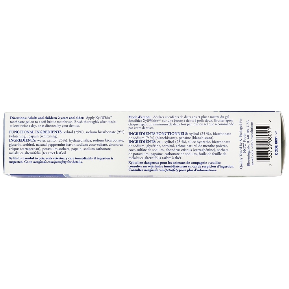 XyliWhite creme dental em gel com bicarbonato de sódio e hortelã - 6.4 oz. NOW Foods - Imagem 3