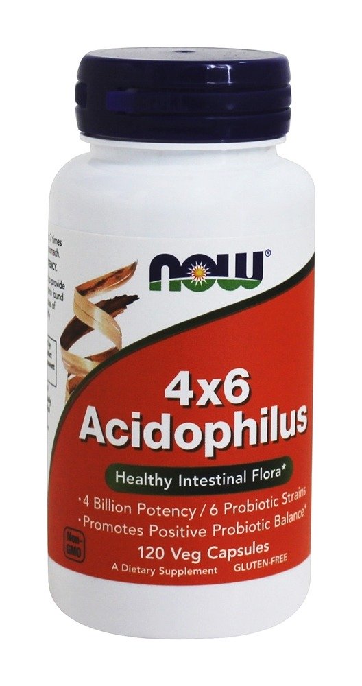 Acidophilus 4x6 ( 4 Bilhão de Potência, 6 Cepas Probióticas) - Cápsulas 120 NOW Foods