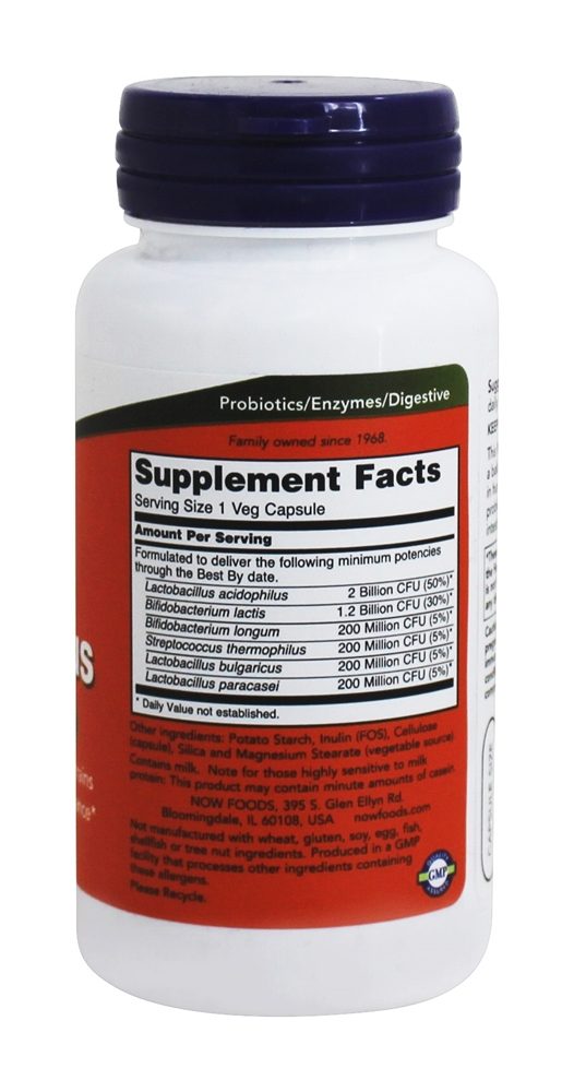 Acidophilus 4x6 ( 4 Bilhão de Potência, 6 Cepas Probióticas) - Cápsulas 120 NOW Foods - Imagem 2
