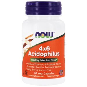 4 x 6 Acidófilo 4 Bilhões de UFC - 60 Cápsula (s) vegetal (s) NOW Foods