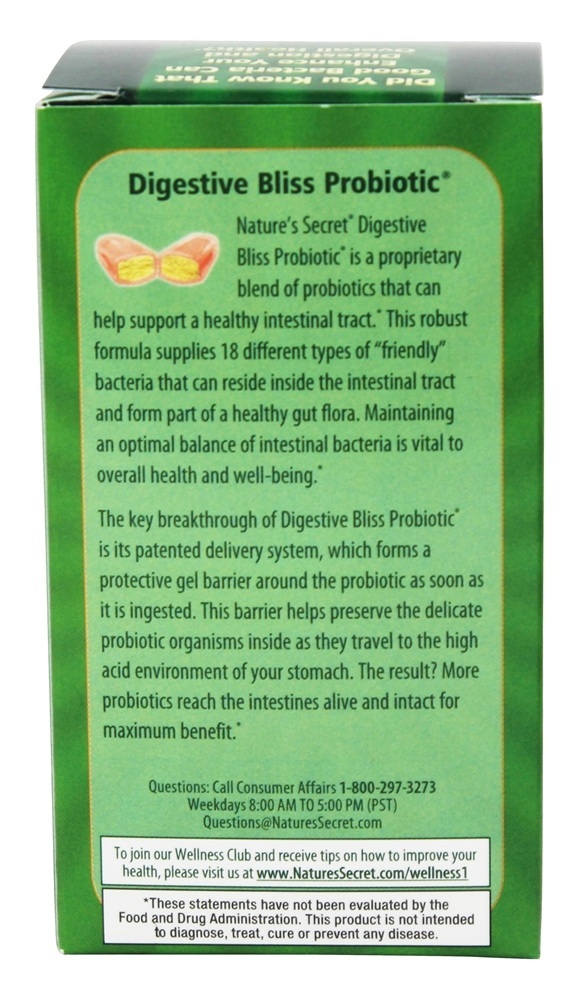 Probiótico Digestive Bliss - 30 Tablets Nature's Secret - Imagem 3