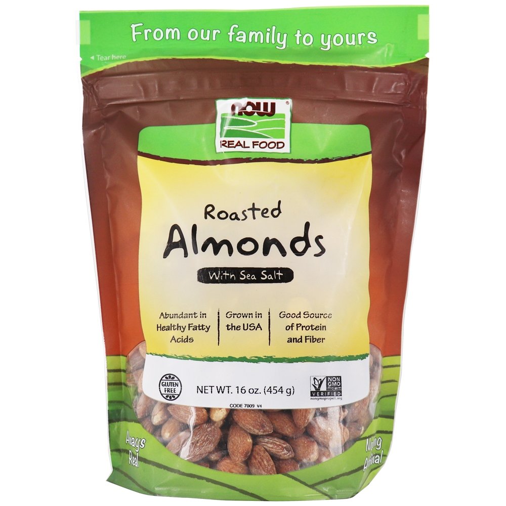 Comida real amêndoas assadas com sal marinho - 1 lb. NOW Foods