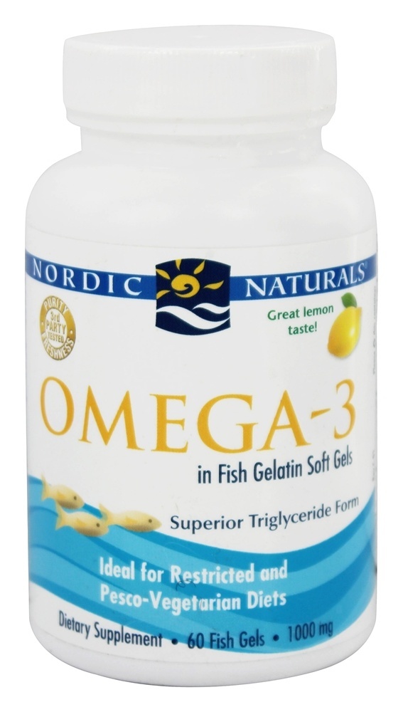 Omega - 3 em cápsulas de gelatina de peixe 1000 mg. - 60 Softgels Nordic Naturals