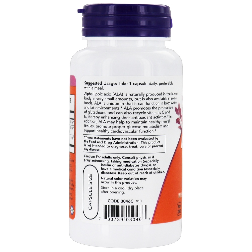 Ácido Alpha-Lipóico 600 mg. - 60 Cápsula (s) vegetal (s) NOW Foods - Imagem 3