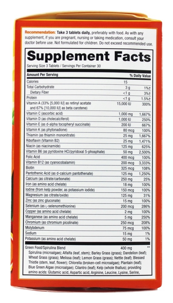 Alimentador de alimento inteiro vivo Multi-Vitamina - 90 Tablets Nature's Way - Imagem 2
