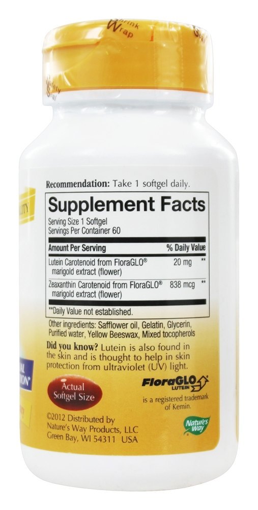 Luteína 20 mg. - 60 Softgels Nature's Way - Imagem 2