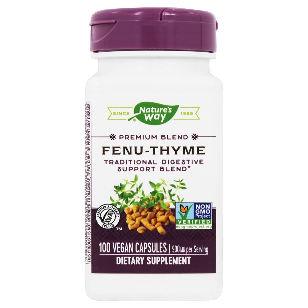 Mistura de suporte digestivo com fenu-tomilho 900 mg . - Cápsulas Vegan 100 Nature's Way