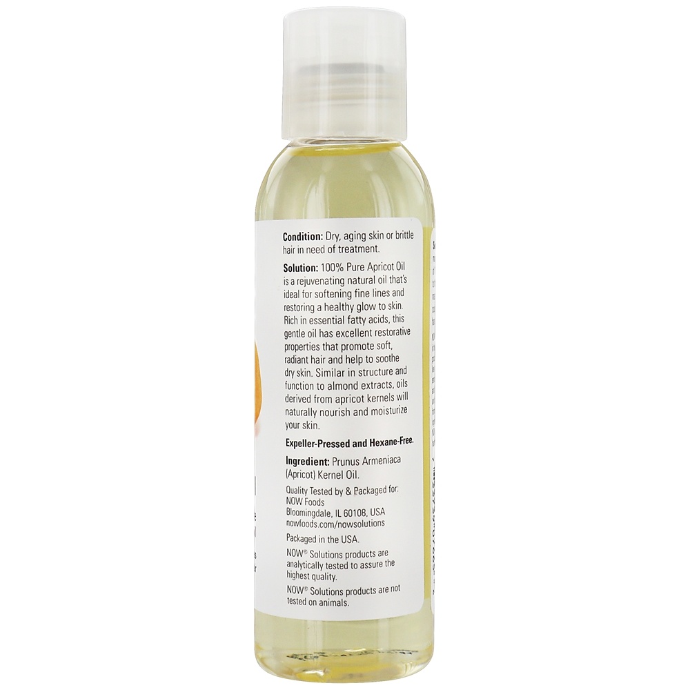 NOW Solutions 100 % Pure Óleo Hidratante de Damasco - 4 fl. oz. NOW Foods - Imagem 2