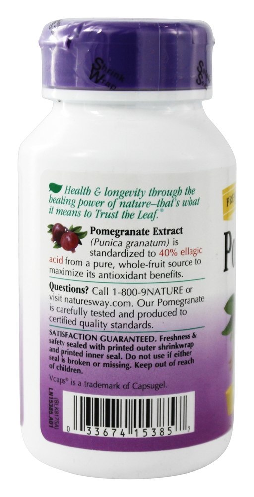 Romã Padronizada - Cápsulas vegetarianas 60 Nature's Way - Imagem 2
