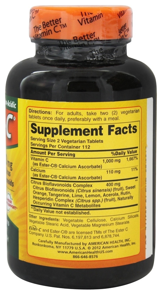 Éster C com Bioflavonóides Cítricos 500 mg. - 225 Comprimidos vegetarianos American Health - Imagem 2