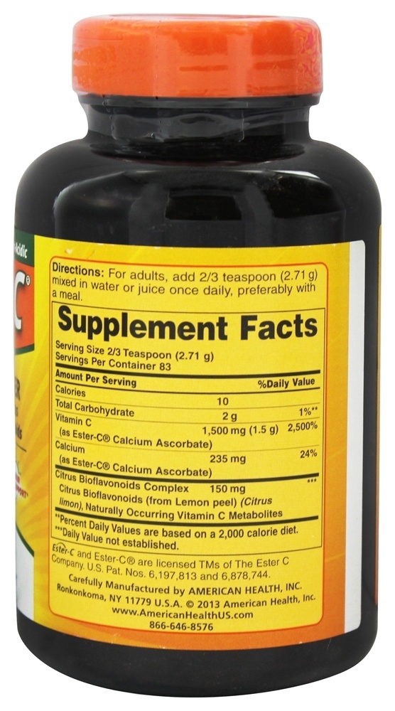Ester C em pó com bioflavonóides cítricos 750 mg. - 8 oz. American Health - Imagem 2