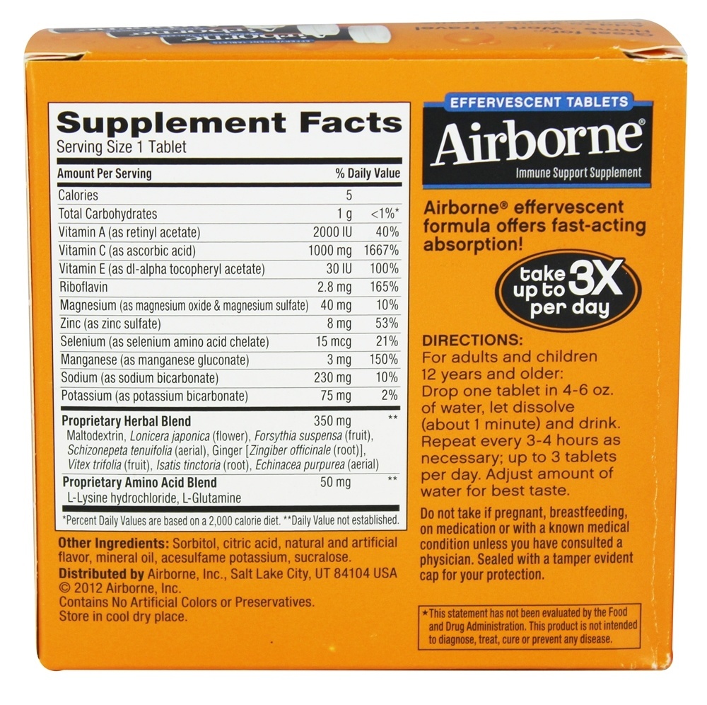 Vitamina C Sabor Laranja em Embalagem Tripla - 30 Tablets Airborne - Imagem 2