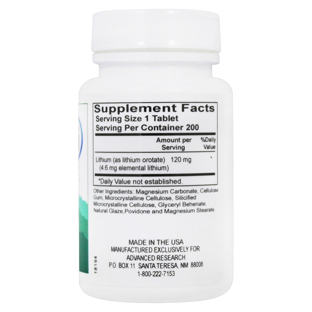 Orotato de Lítio 120 mg. - 200 Tablets Advanced Research - Imagem 2