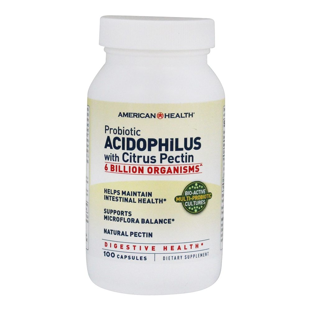 Potente Acidófilo Probiótico com Pectina 6 Bilhões de UFC - Cápsulas 100 American Health