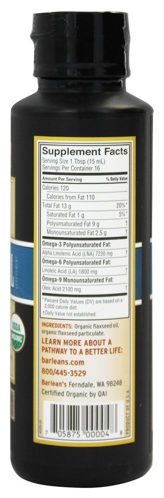Maior óleo de linho de lignana 100 % Organic - 8 fl. oz. Barlean's - Imagem 2