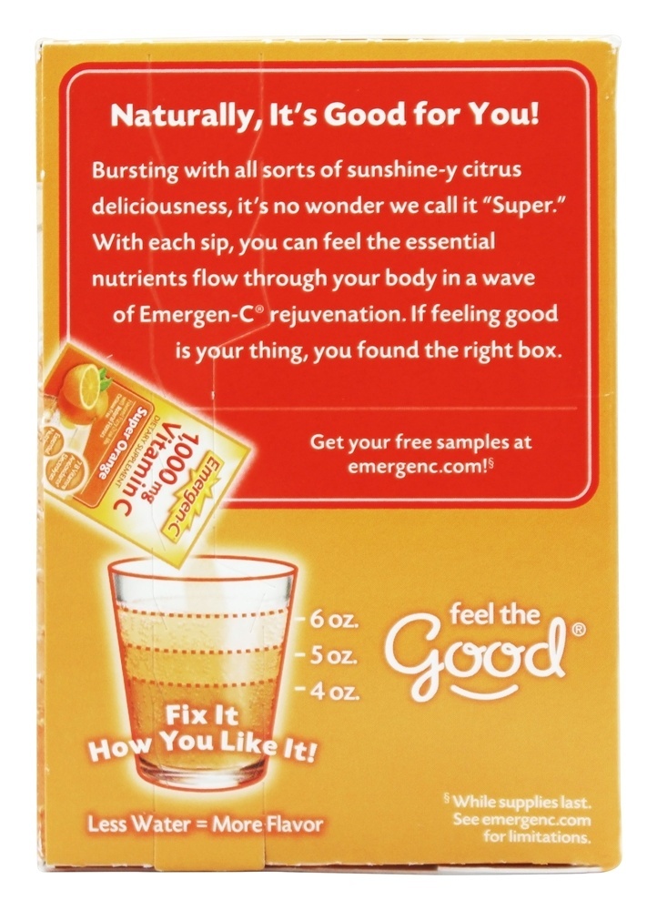 Emergen-C Vitamina C Super Laranja 1000 mg. - 30 Pacotes (s) Alacer - Imagem 3