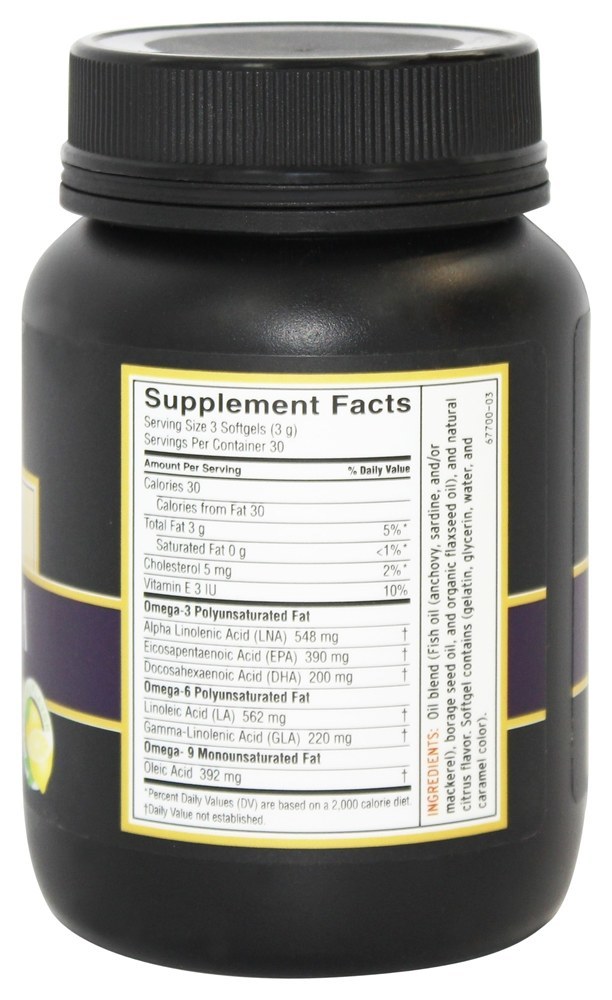 Total Omega 3 - 6 - 9 Sabor da Mistura de Limonada 1000 mg. - 90 Softgels Barlean's - Imagem 2