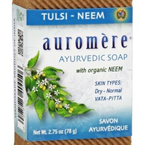 Sabonete em barra ayurvédico com Neem orgânico Tulsi-Neem - 2.75 oz. Auromere