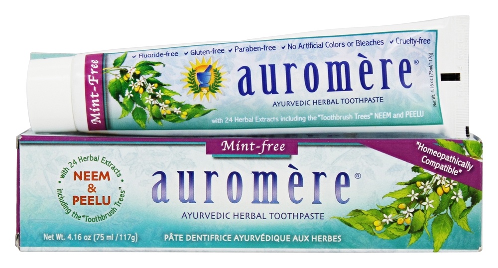 Creme dental Ayurveda à base de hortelã, sem hortelã - 4.16 oz. Auromere