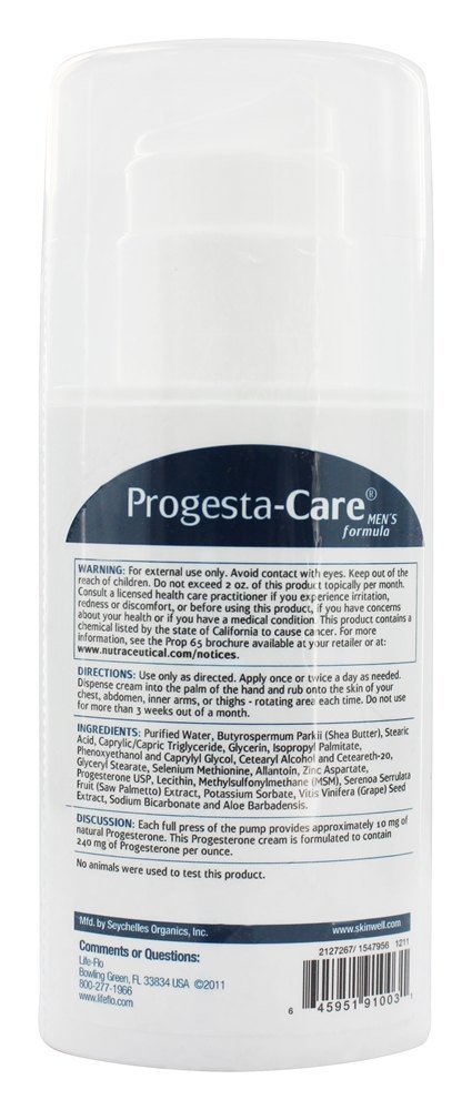 Progesta-Care Natural Progesterona Creme Corporal Fórmula Masculina - 3 fl. oz. Life-Flo - Imagem 2