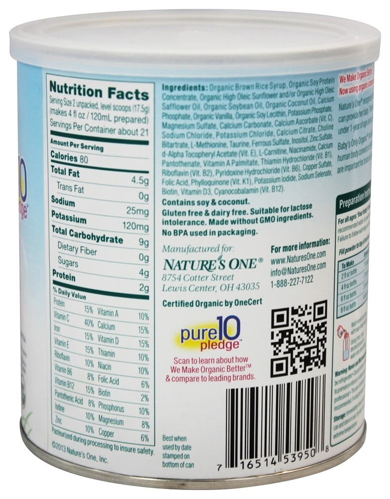 Fórmula Orgânica de Soja Infantil Fortificada - 12.7 oz. Ba - Imagem 2