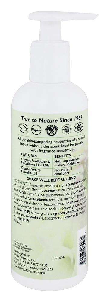 Loção hidratante para mãos e corpo definitiva sem perfume - 8 fl. oz. Aubrey Organics - Imagem 2