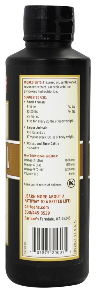 Pet Essentials óleo de linho para animais - 12 fl. oz. Barlean's - Imagem 2