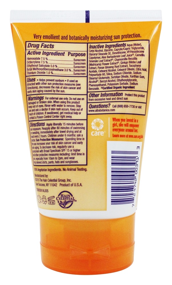 Proteção Natural Muito Emoliente Sunblock Sem Fragrância 30 SPF - 4 fl. oz. Alba Botanica - Imagem 2