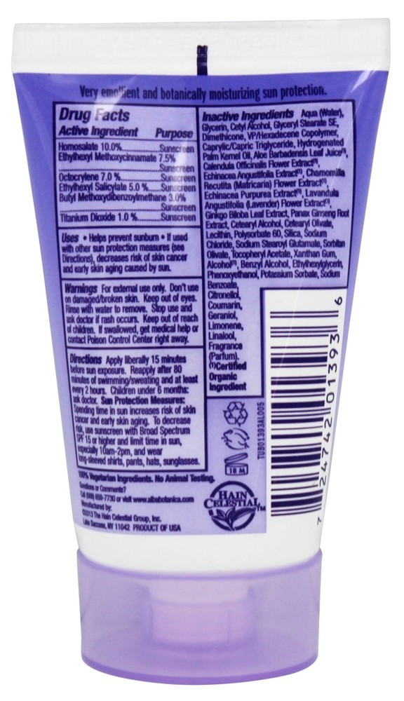 Lavanda Protetor Solar Muito Emoliente 45 SPF - 1 fl. oz. Alba Botanica - Imagem 2