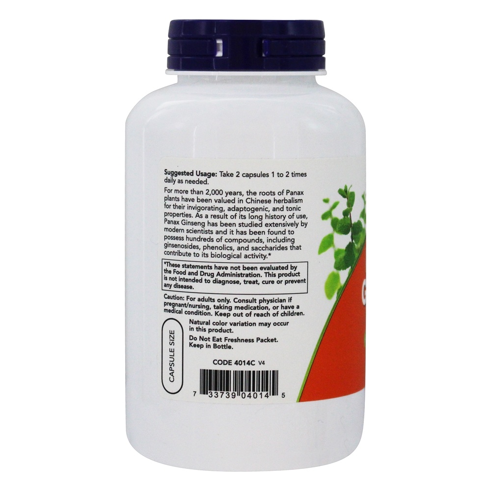 Panax Ginseng 500 mg. - Cápsulas 250 NOW Foods - Imagem 3