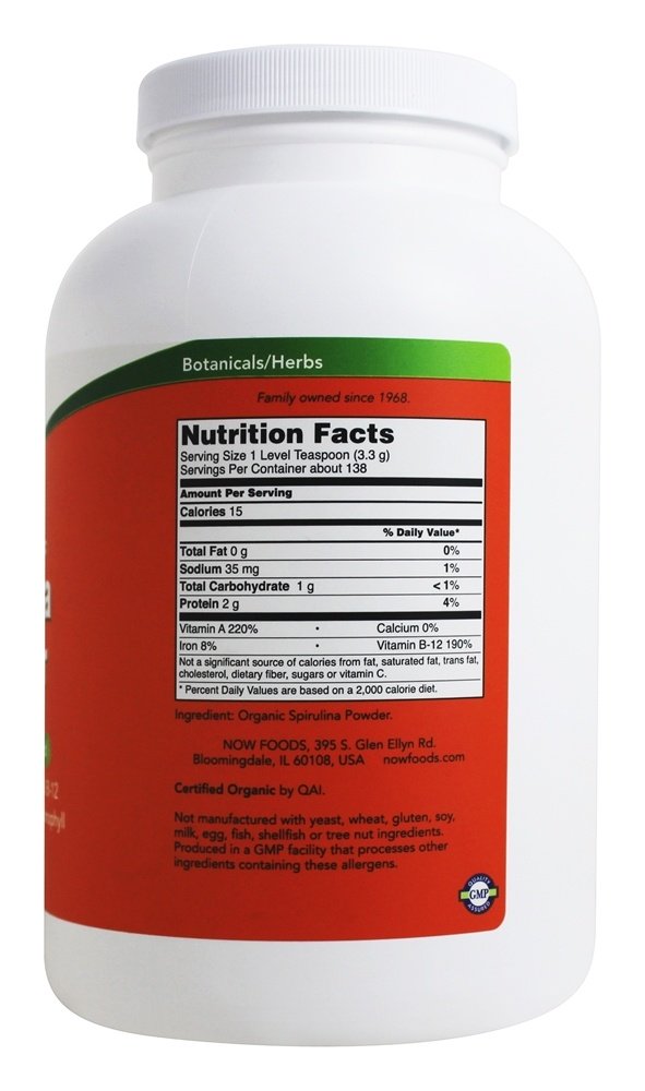 Spirulina Orgânica Em Pó - 1 lb. NOW Foods - Imagem 2
