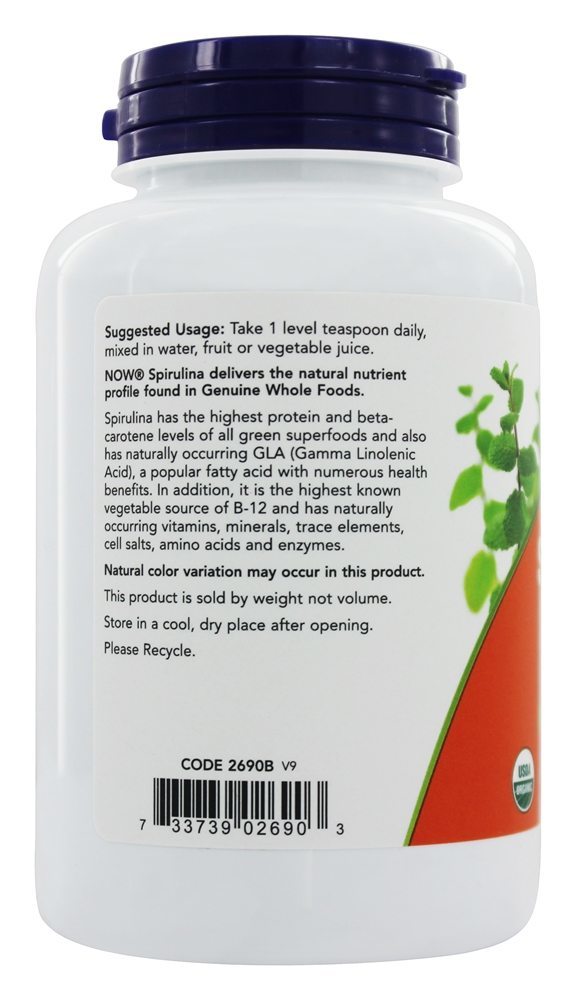 Spirulina Orgânica Em Pó - 4 oz. NOW Foods - Imagem 3