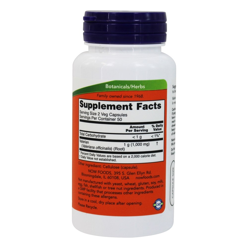 Raiz de Valeriana 500 mg. - Cápsulas 100 NOW Foods - Imagem 2