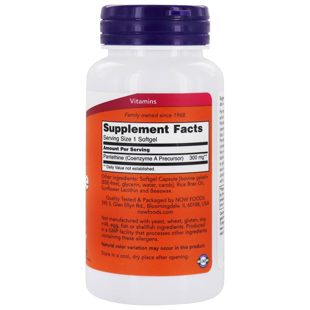 Pantethine 300 mg. - 60 Softgels NOW Foods - Imagem 2