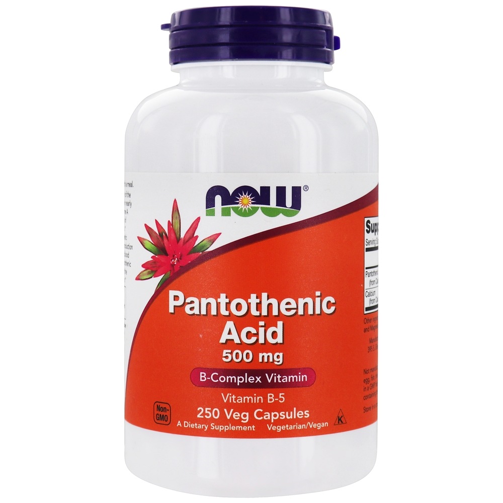 Vitamina do complexo B do ácido pantotênico 500 mg . - 250 Cápsula (s) vegetal (s) NOW Foods