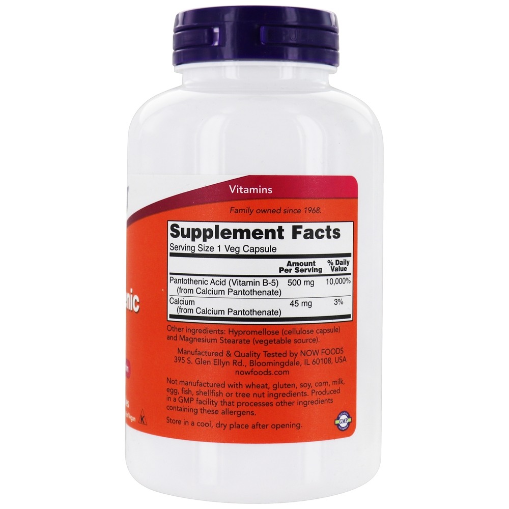 Vitamina do complexo B do ácido pantotênico 500 mg . - 250 Cápsula (s) vegetal (s) NOW Foods - Imagem 2