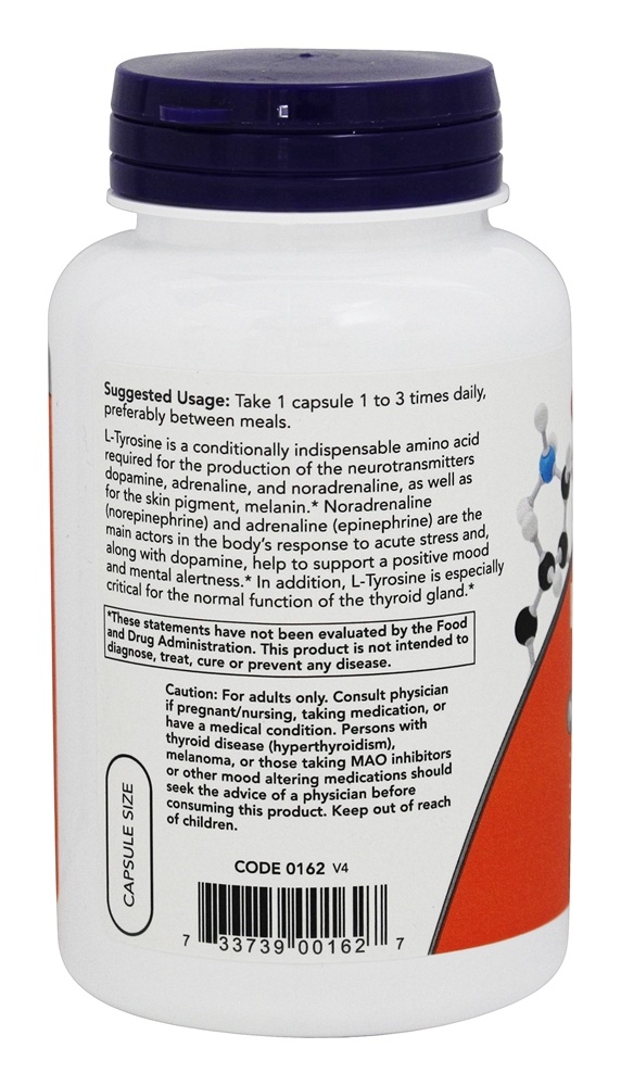 L-Tirosina 500 mg. - Cápsulas 120 NOW Foods - Imagem 3