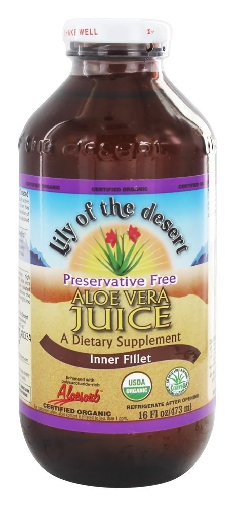 Conservante de filé interno de suco orgânico de aloe vera sem conservantes - 16 fl. oz. Lily Of The Desert