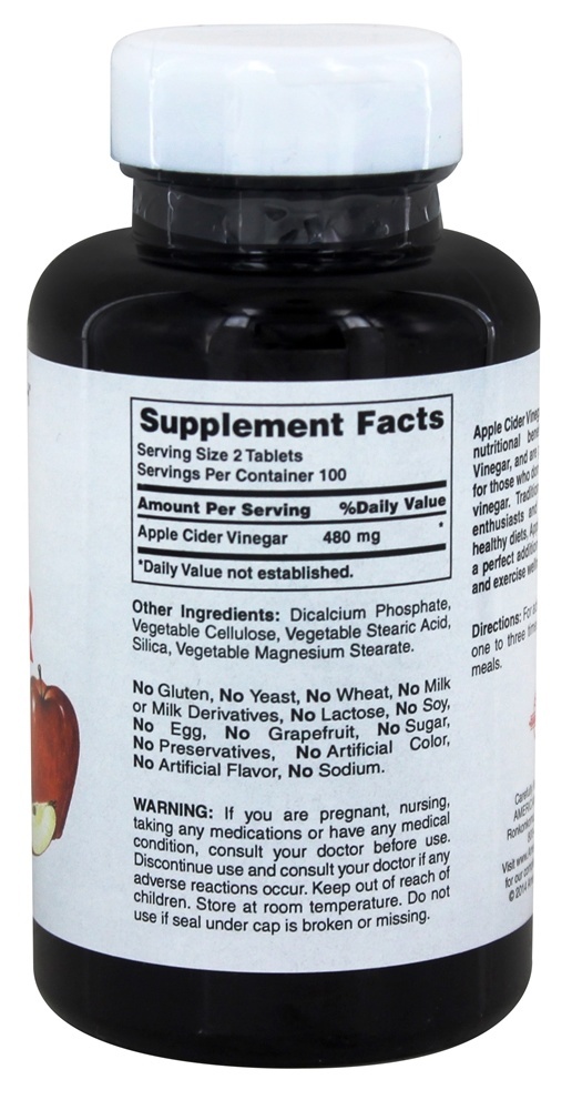 Vinagre de maçã 480 mg. - 200 Tablets American Health - Imagem 2