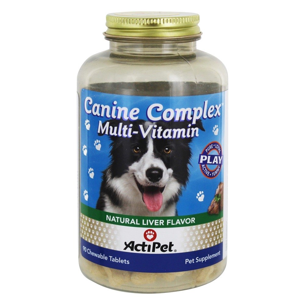 Complexo canino multi-vitaminas para cães Sabor natural de fígado - 90 comprimidos mastigáveis ActiPet