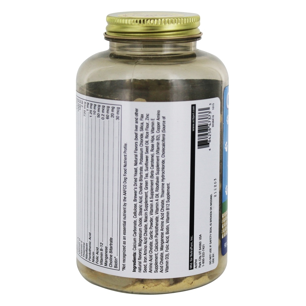 Complexo canino multi-vitaminas para cães Sabor natural de fígado - 90 comprimidos mastigáveis ActiPet - Imagem 2