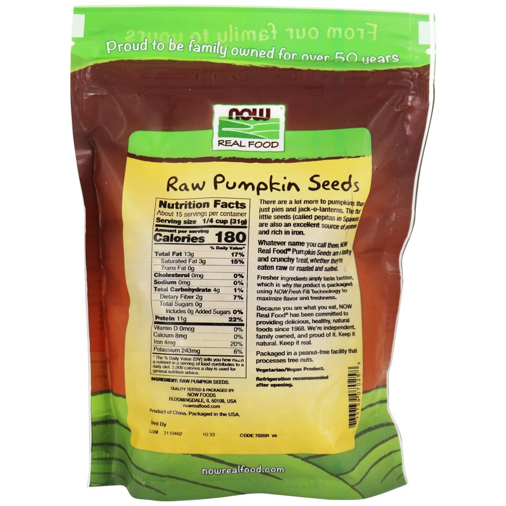 NOW Real Food Raw Sementes de Abóbora - 1 lb. NOW Foods - Imagem 2